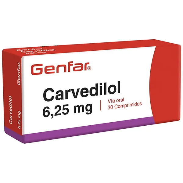 Carvedilol 6.25 MG Genfar ** Caja X 30 Tabs