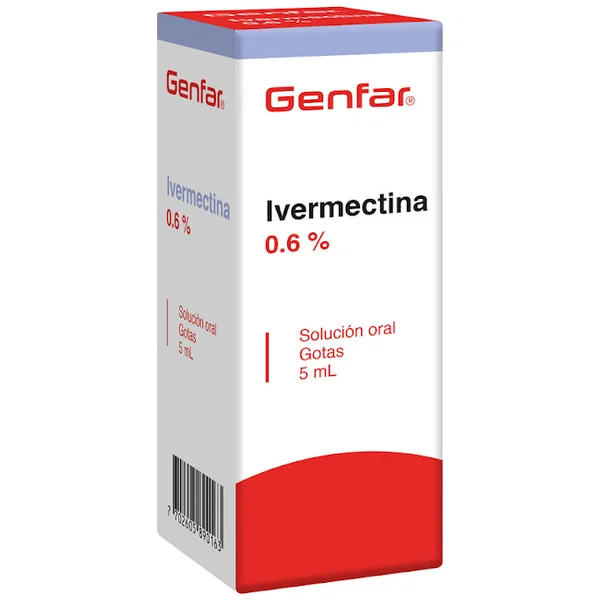 Ivermectina 0.6% Genfar Solución Oral Gotas X 5 Ml