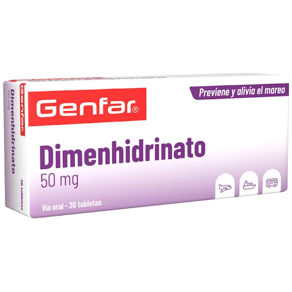 Dimenhidrinato 50 Mg Genfar Caja X 36 Tabletas