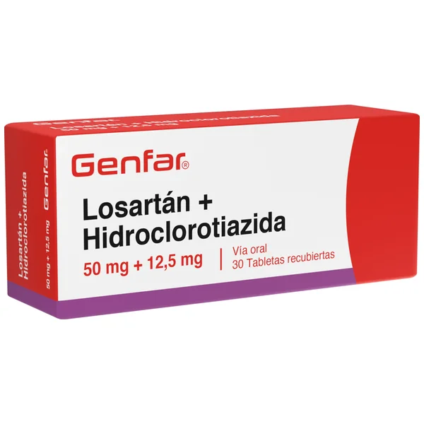 Hidroclorotiazida+Losartan (12.5+50)Mg Tab Rec Caj X 30 Genfar