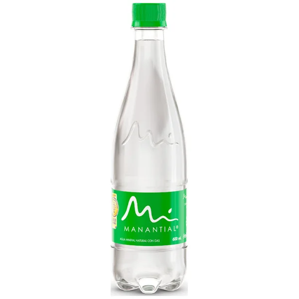 Agua Manantial Con Gas Botella X 600 Ml