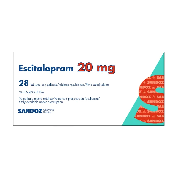 Escitalopram Sandoz 20 Mg Caja X 28 Tabletas