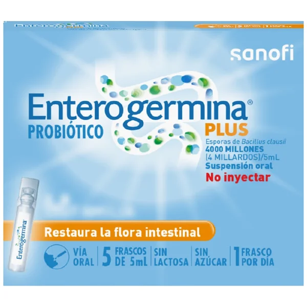 Probiótico Enterogermina Esporas De Bacillus 4000 MUI Sanofi Caja X 5 Viales
