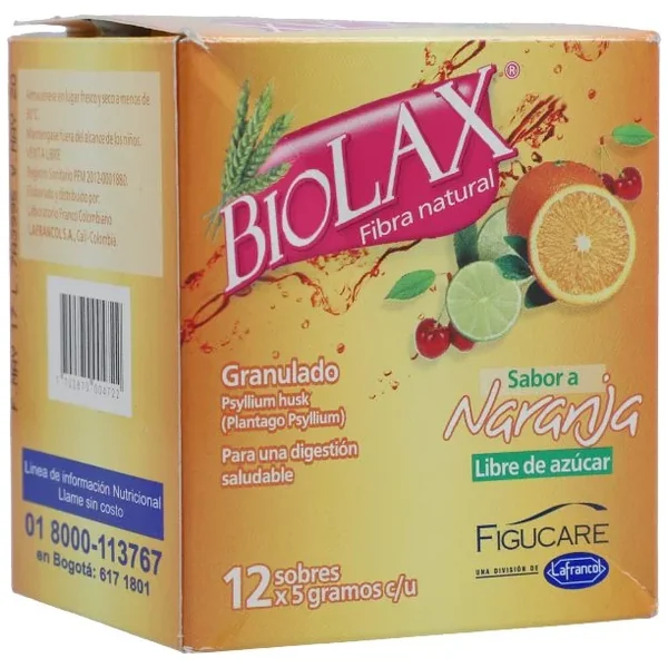 Psyllium Husk Granulado Biolax Fibra Natural Sobre Individual