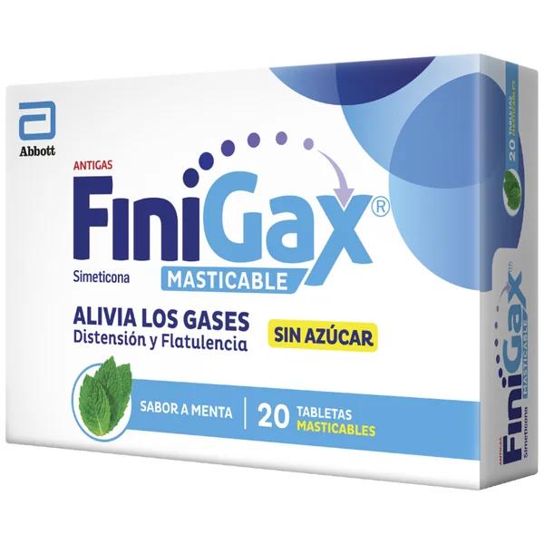 Finigax Masticable Sabor Menta Simeticona 125 Mg Abbott Caja X 20 Tabletas