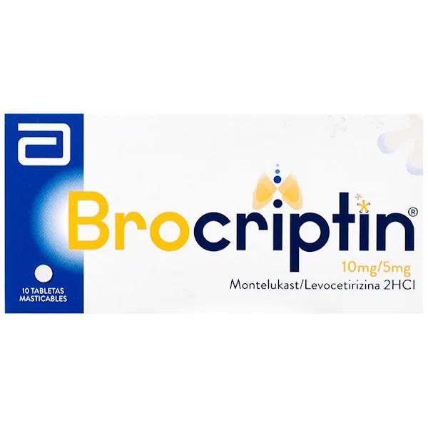 Brocriptin Montelukast + Levocetirizina 10Mg/5mg Abbott Caja X 10 Tabletas