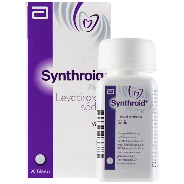 Synthroid Levotiroxina Sódica 75 Mcg Abbott Caja X 90 Tabletas