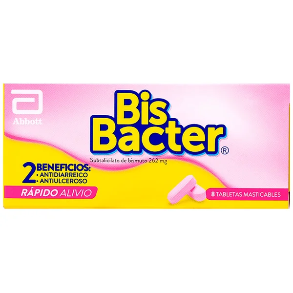 Bis Bacter Subsalicilato De Bismuto 262 Mg Abbott Caja X 8 Tabletas
