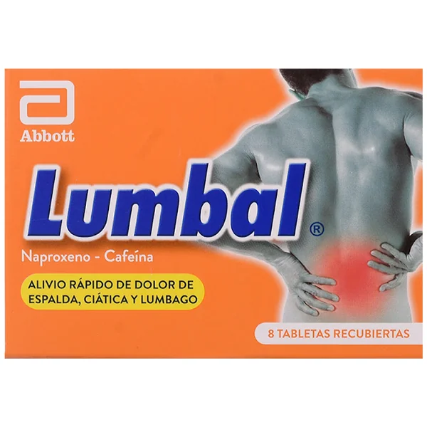 Lumbal Naproxeno + Cafeína 220Mg/50mg Abbott Caja X 8 Tabletas