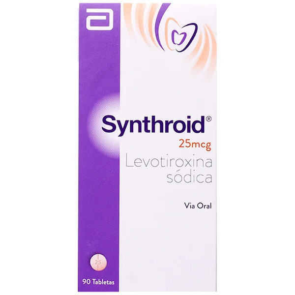 Synthroid Levotiroxina Sódica 25 Mcg Abbott Caja X 90 Tabletas