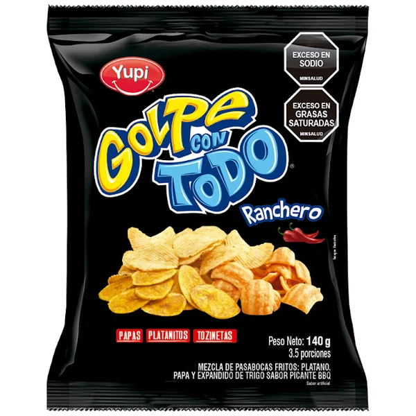 Pasabocas Yupi El Golpe Ranchero Papas Plátanos Tocineta Paquete X 140 Gr
