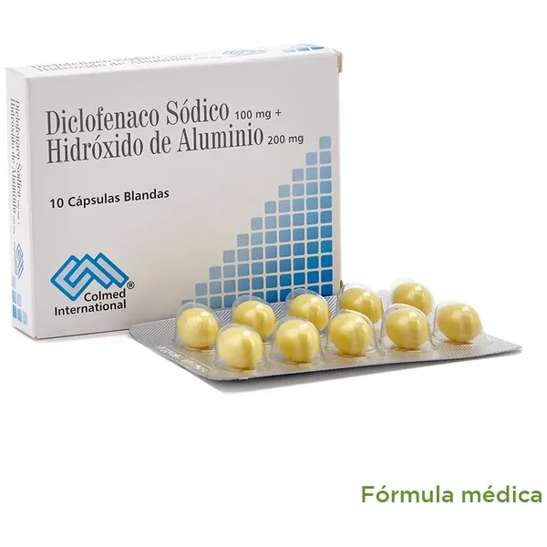 Diclofenaco Sódico 100 Mg - Hidroxido De Aluminio 200 Mg Capsula Blanda Caja X 10 Capsulas