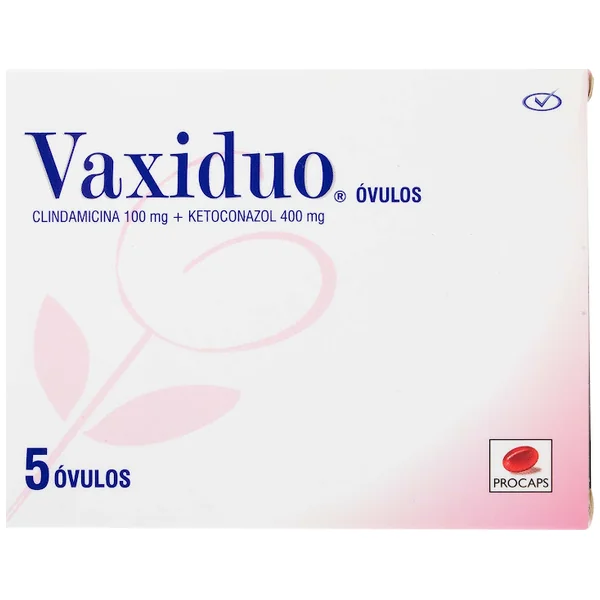 Vaxiduo Clindamicina + Ketoconazol 100Mg/400mg Procaps Caja X 5 Óvulos