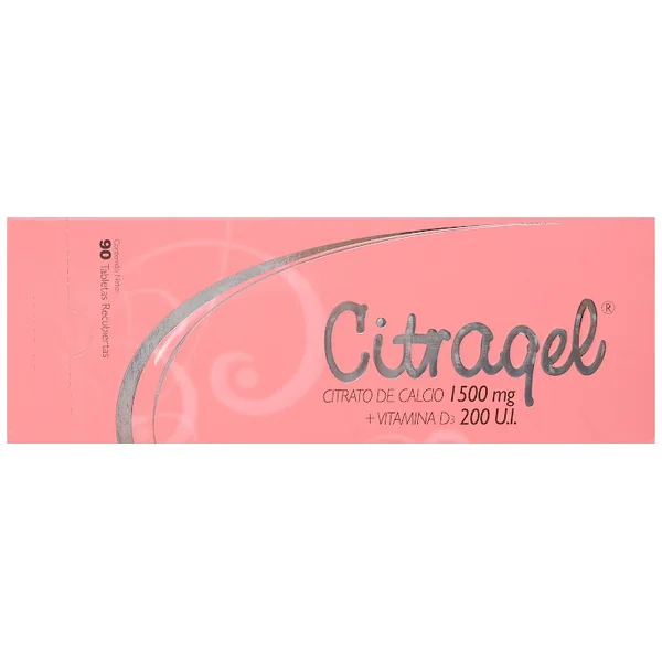 Citragel Calcio + Vitamina D3 1500mg/200UI Procaps Caja X 90 Tabletas