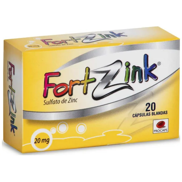 Fort Zink Sulfato De Zinc 20 Mg Procaps Caja X 20 Cápsulas