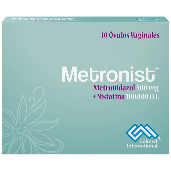 Metronist Metronidazol + Nistatina 500mg/100.000UI Colmed Caja X 10 Óvulos