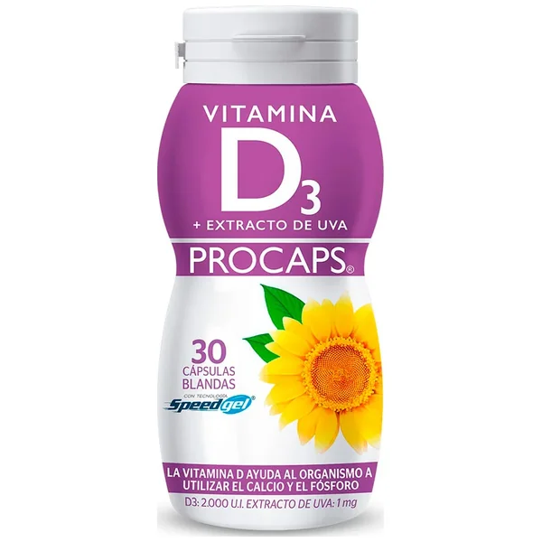 Vitamina D3 + Extracto De Uva Cápsulas Blandas Frasco X 30