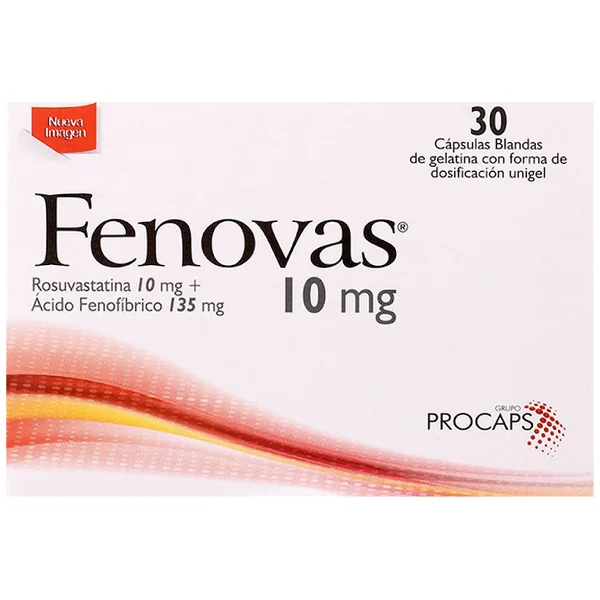 Fenovas Rosuvastatina + Ácido Fenofibrico 10Mg/135 Mg Procaps Caja X 30 Cápsulas