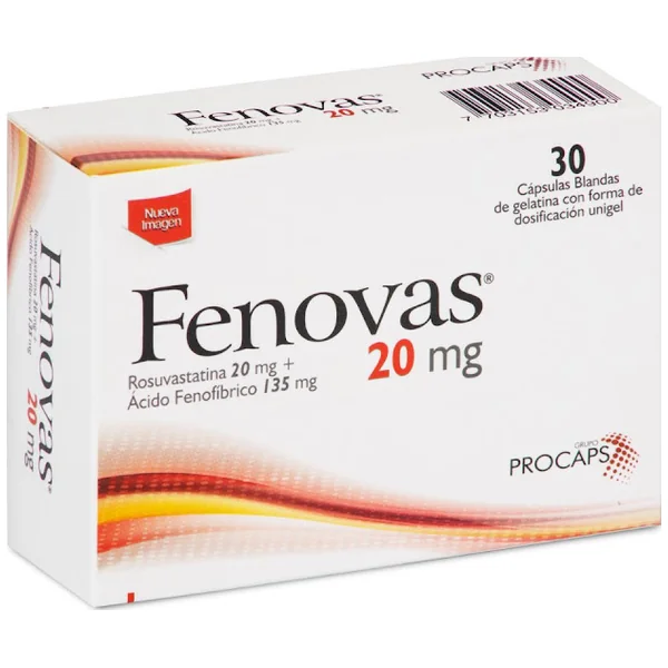 Fenovas Rosuvastatina + Ácido Fenofibrico 20Mg/135mg Procaps Caja X 30 Cápsulas