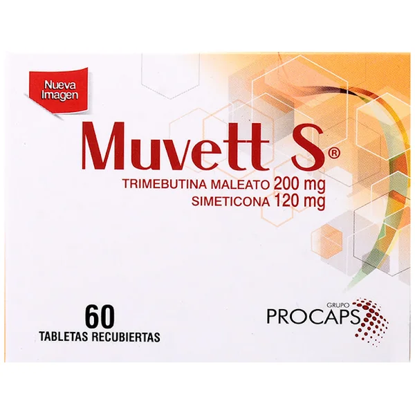 Muvett S Trimebutina Maleato + Simeticona 200Mg/120mg Procaps Caja X 60 Tabletas