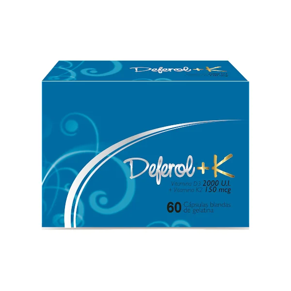Deferol + K Vitamina D3 + Vitamina K2 2000U.I/150mcg Procaps Caja X 60 Cápsulas Blandas