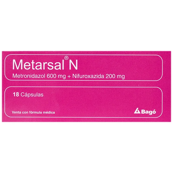 Metarsal N Metronidazol + Nifuroxazida 600Mg/200mg Bagó Caja X 18 Cápsulas