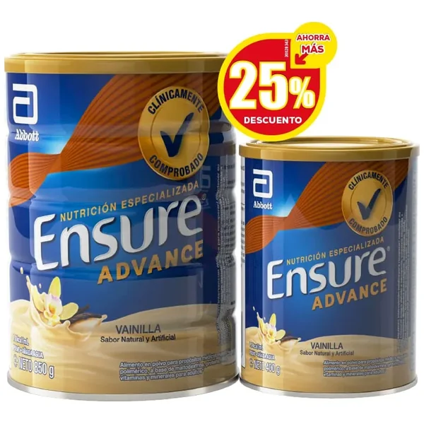 Oferta Ensure Advance X 850 GR + Ensure Advance X 400 GR Precio Especial 25% Dscto