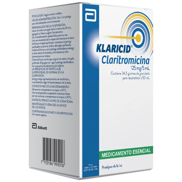 Klaricid Claritromicina 125 Mg Abbott Frasco X 50 Ml