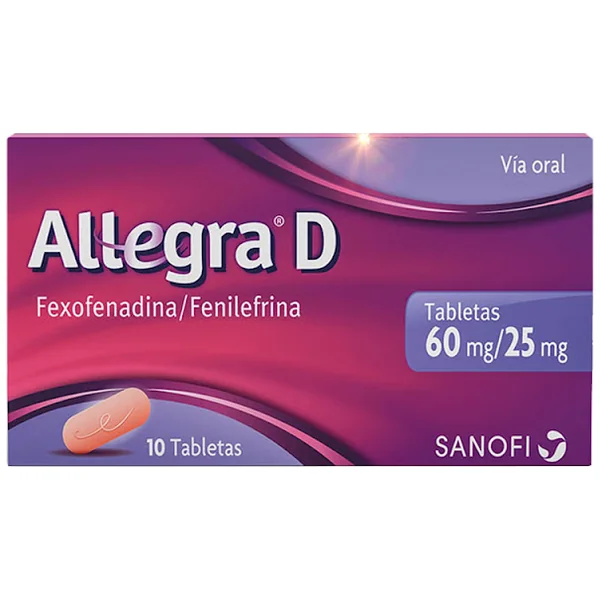 Allegra D Fexofenadina + Fenilefrina 60Mg/25mg Sanofi Caja X 10 Tabletas