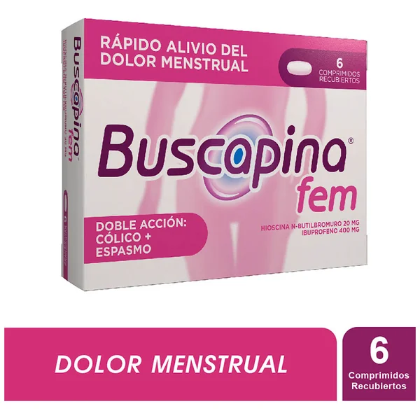 Buscapina Fem Hioscina + Ibuprofeno 20Mg/400mg Caja X 6 Comprimidos