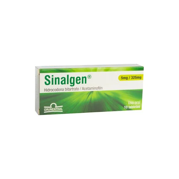 Sinalgen Hidrocodona Bitartrato + Acetaminofén 5Mg/325mg Grunenthal Caja X 10 Tabletas