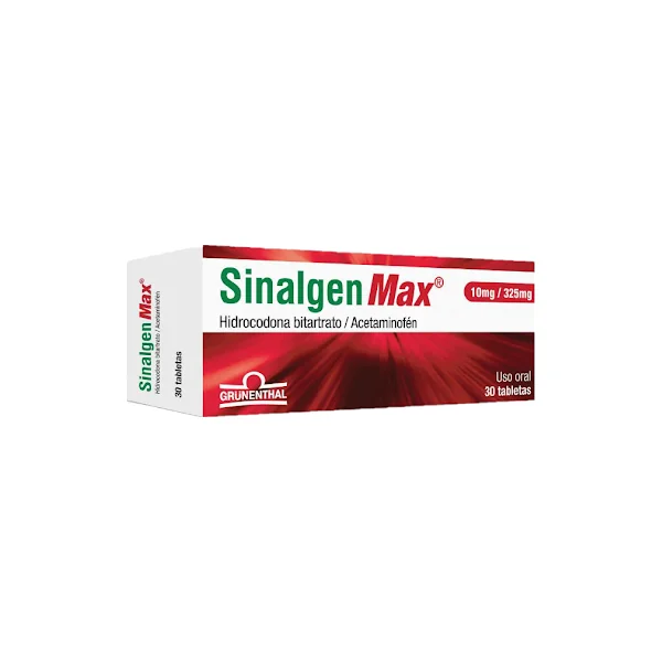 Sinalgen Max Hidrocodona Bitartrato + Acetaminofén 10Mg/325mg Grunenthal Caja X 30 Tabletas