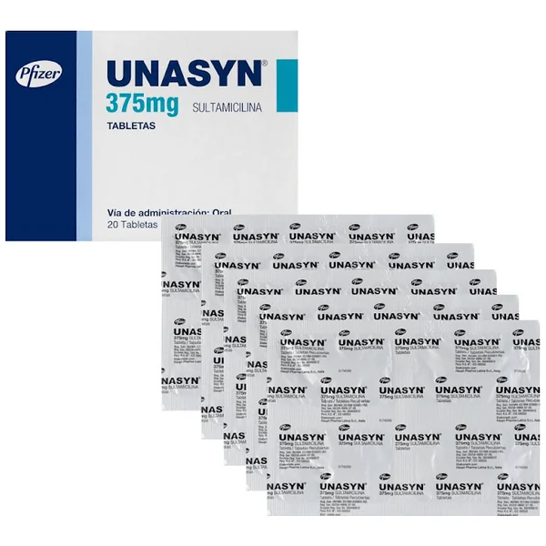 Unasyn Sultamicilina 375 Mg Pfizer Caja X 20 Tabletas