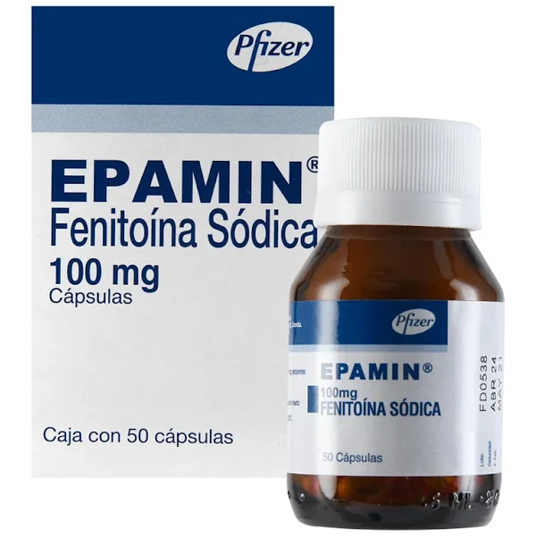 Epamin Fenitoína Sódica 100 Mg Pfizer Frasco X 50 Cápsulas