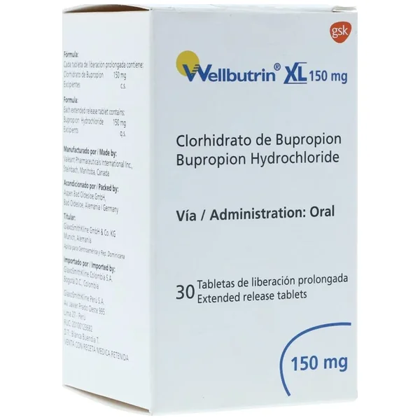 Wellbutrin Xl Tabletas Liberación Prolongada 150Mg Frasco X 30