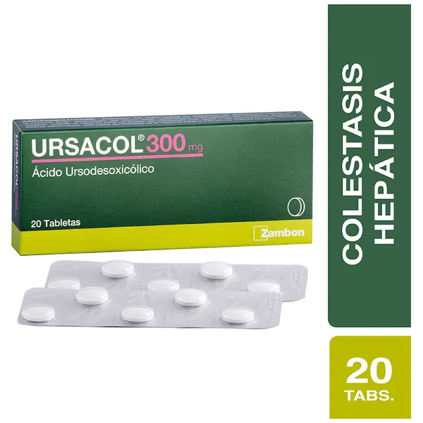 Ursacol Ácido Ursodesoxicólico 300 Mg Zambom Caja X 20 Tabletas