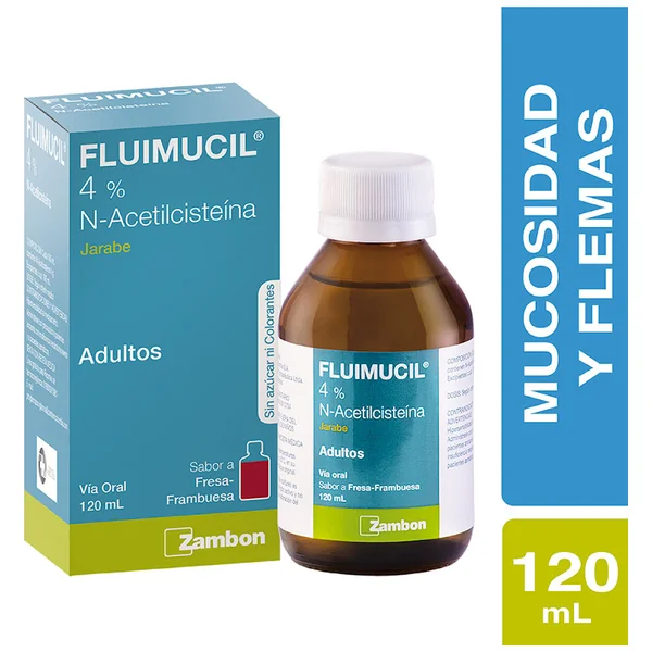 Fluimucil N-Acetilcisteína 4% Zambon Jarabe Frasco X 120 Ml