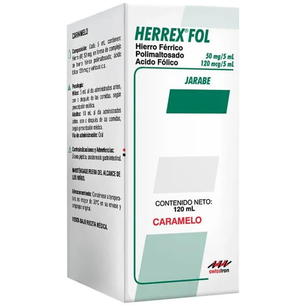 Herrex Fol Jarabe (50Mg+120Mcg)/5mL Frasco X 120 mL
