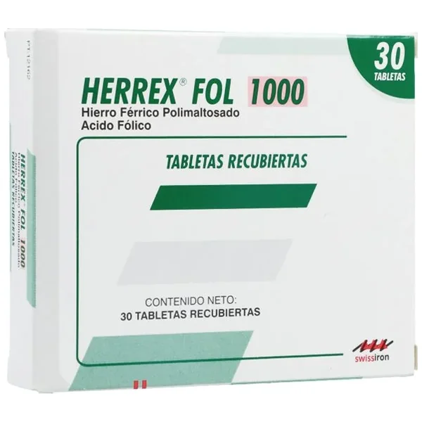 Herrex Fol 100Mg+1000Mcg Caja X 30 Tabletas