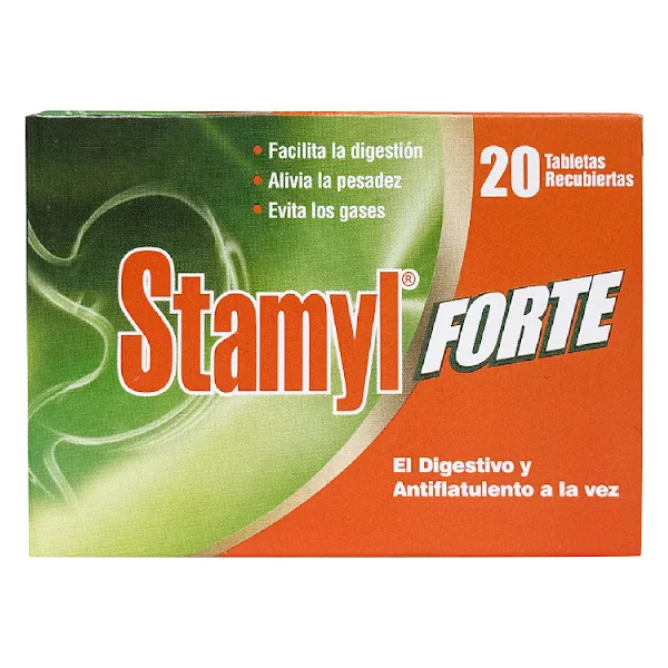 Stamyl Forte Pancreatina + Simeticona 300Mg/100mg Farma De Colombia Caja X 20 Tabletas