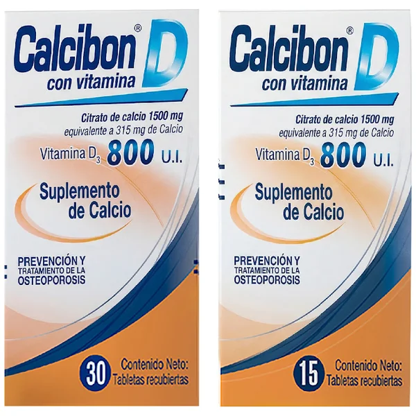 Calcibon D Calcio + Vitamina D3 1500mg/800UI Farma De Colombia Frasco X 30 Tabletas