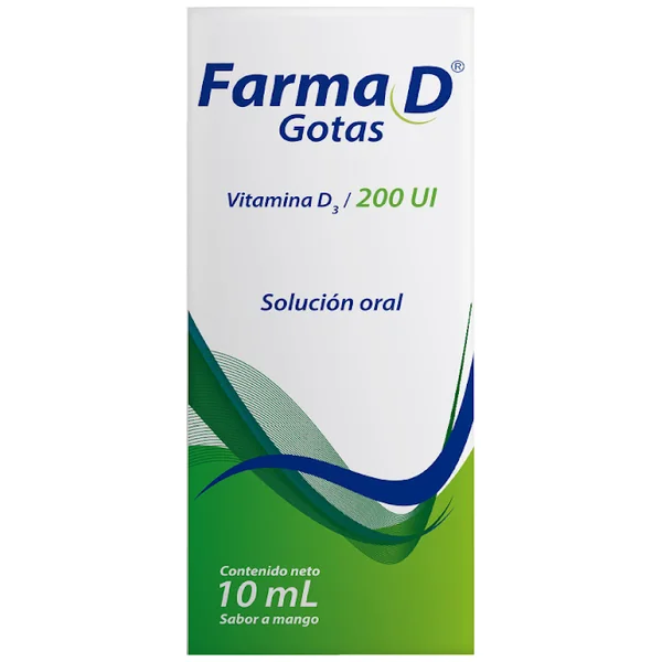 Farma D Gotas Vitamina D3 200UI Sabor A Mango Farmacol Frasco X 10 Ml