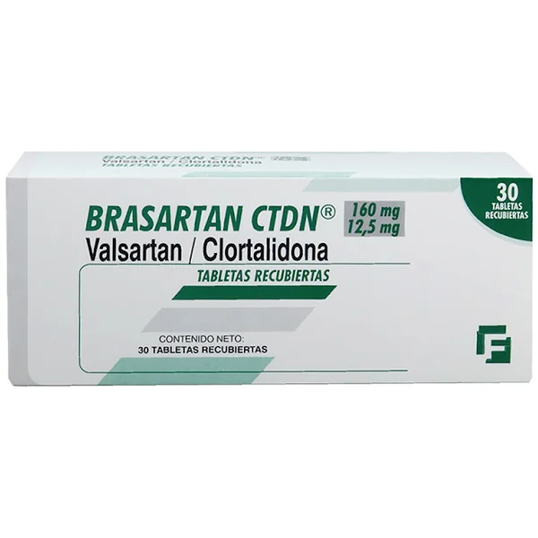 Brasartan Ctdn Valsartán + Clortalidona 160Mg/12.5mg Farmacol Caja X 30 Tabletas