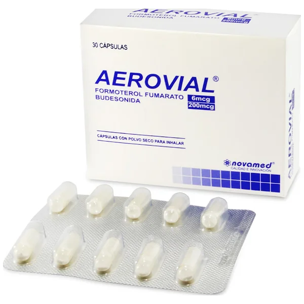 Aerovial Formoterol Fumarato + Budesonida 6/200Mcg Novamed Caja X 30 Cápsulas