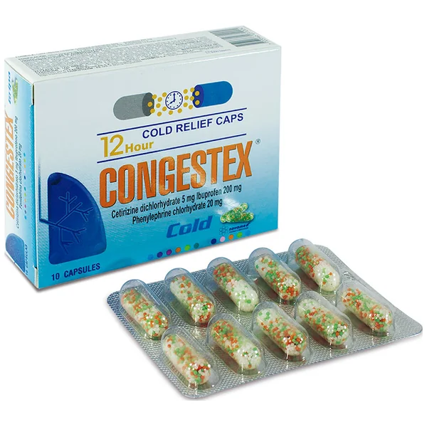 Congestex Gripa 12H Ibuprofeno + Fenilefrina + Cetrizina 5Mg/200mg/20mg Novamed Caja X 10 Cápsulas