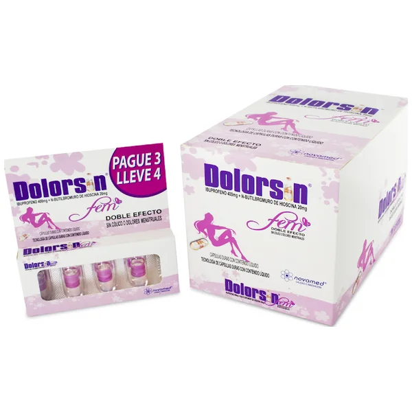 Dolorsin Fem Hioscina + Ibuprofeno 400Mg/200mg Novamed Caja X 40 Cápsulas