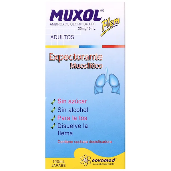 Muxol Flem Ambroxol Clorhidrato 30Mg/5ml Novamed Jarabe Adultos Frasco X 120 Ml