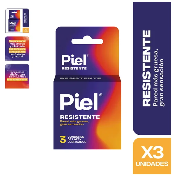 Condones Resistente Piel Caja X 3 Sobres