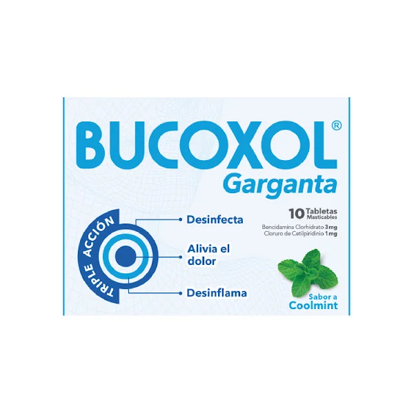 Bucoxol Triple Acción Bendicamina + Cetilpiridinio 3Mg/1mg La Santé Caja X 10 Tabletas
