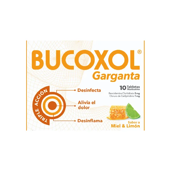 Bucoxol Triple Acción Miel Limon 3/1MG Caj.x10tab.las Bencidamina Clor